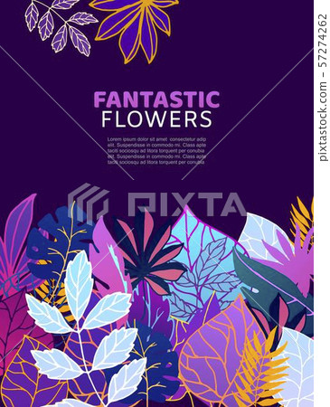 Floral fantastic flowers and leaves vector illustration. Ornament. Fantastic flower with leaves on Floral fantastic flowers and leaves vector illustration. Ornament. Fantastic flower with leaves on 57274262