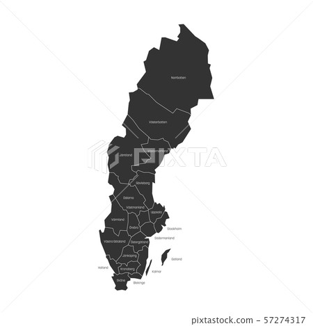Counties of Sweden. Map of regional country administrative divisions. Colorful vector illustration 57274317