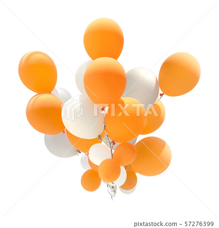 Group of orange and white color balloons Group of orange and white color balloons 57276399