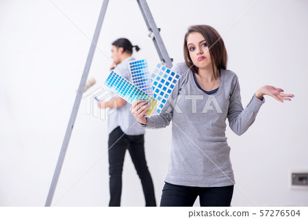 Young family doing renovation at home 57276504