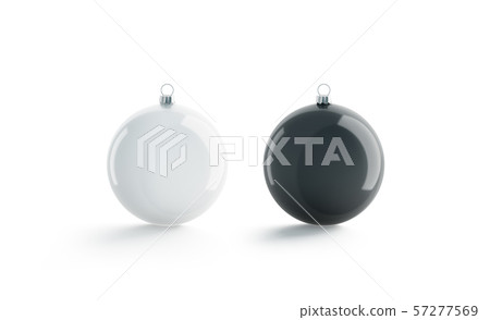 Blank black and white christmas ball for tree mockup set, 57277569