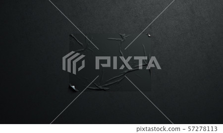 Blank black wheatpaste adhesive horizontal poster mockup dark textured wall 57278113