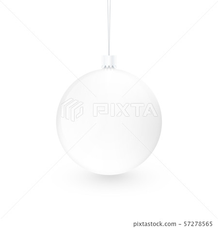 Blank white christmas ball toy isolated. Empty xmas sphere mock 57278565