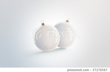 Blank two white christmas ball for tree mockup set, 57278567