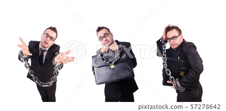 Businessman with chain isolated on the white Businessman with chain isolated on the white 57278642