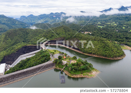Scenery of Dam in tropical rainforest with hydro Scenery of Dam in tropical rainforest with hydro 57278804