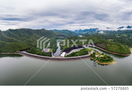 Scenery of Dam in tropical rainforest with hydro 57278805