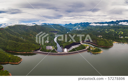 Scenery of Dam in tropical rainforest with hydro 57278806