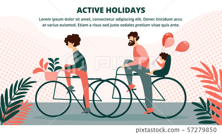 Happy Family Bicycle Riding Fun Sport Activity. 57279850