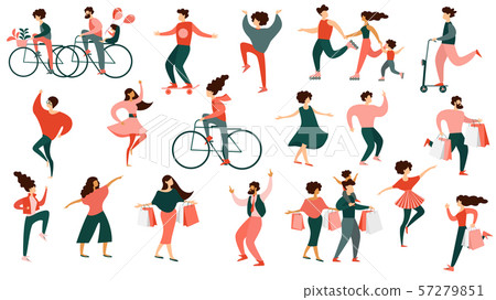 Diverse Multiracial Man and Woman Characters Set 57279851