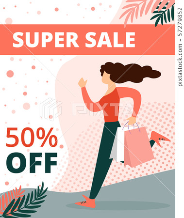 Super Sale Vertical Banner. Woman in Casual Dress 57279852