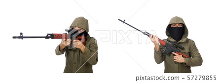 Man with a gun isolated on white 57279855