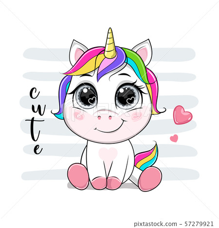 Vector cartoon unicorn with text. Vector cartoon unicorn with text. 57279921