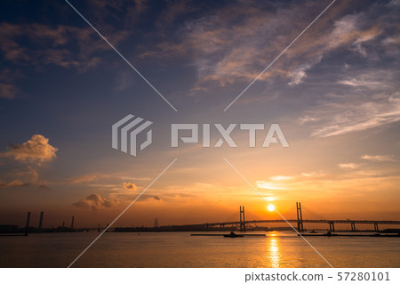 "Kanagawa Prefecture" Bay Bridge at Dawn, Yokohama "Kanagawa Prefecture" Bay Bridge at Dawn, Yokohama 57280101