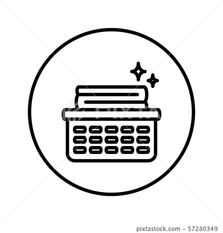 Basket with clean linen. Icon. Editable Thin line. Vector illustration. 57280349