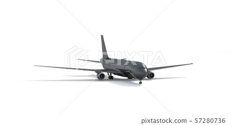 Blank black airplane mock up stand, front view isolated 57280736