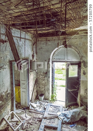 Interior of abandoned house in Korytnica spa, Interior of abandoned house in Korytnica spa, 57280799