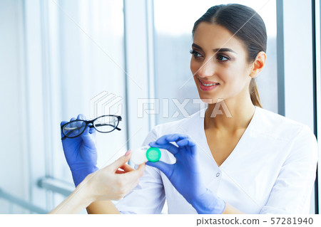 Health and Beauty. Doctor Ophthalmologist. Contact Lenses or Glasses. Good Vision. Doctor Show 57281940