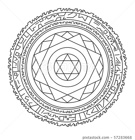 Outline magic spell ring. Mandala. Magical circle 57283668