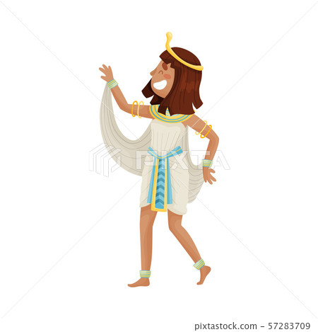 Woman in costume of the Egyptian pharaoh. Vector illustration on a white background. Woman in costume of the Egyptian pharaoh. Vector illustration on a white background. 57283709