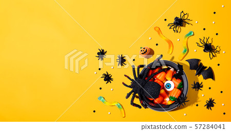 Halloween decorations with witch cauldron 57284041