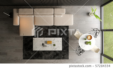Interior of modern living room top view 3 D Interior of modern living room top view 3 D 57284334