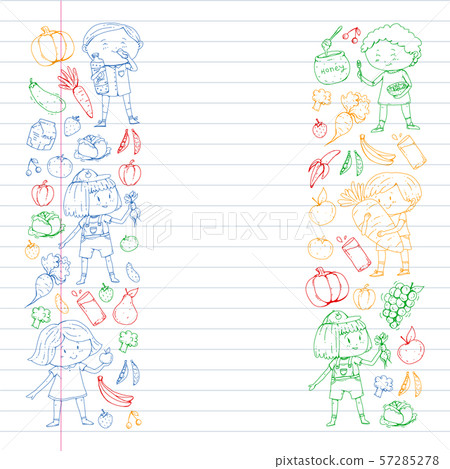 Children eating healthy food. Sport, fitness. 57285278