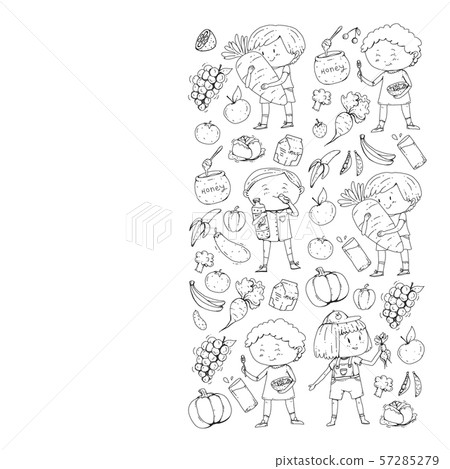 Children eating healthy food. Sport, fitness. Children eating healthy food. Sport, fitness. 57285279