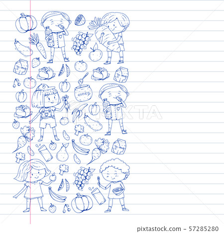 Children eating healthy food. Sport, fitness. Children eating healthy food. Sport, fitness. 57285280