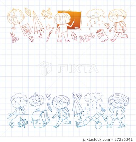 Back to school vector pattern. Education icons for children. Back to school vector pattern. Education icons for children. 57285341