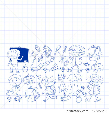 Back to school vector pattern. Education icons for children. Back to school vector pattern. Education icons for children. 57285342