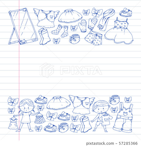 Children clothes. Background for babies, kids patterns. Children clothes. Background for babies, kids patterns. 57285366