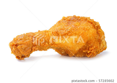 Photo of spicy fried chicken leg on white background 57285602