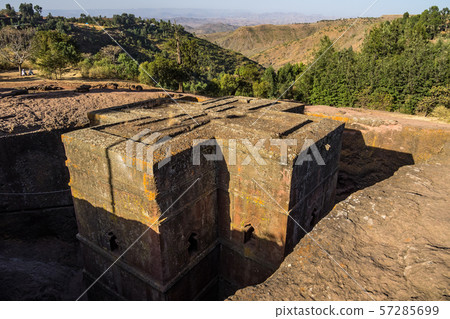 Lalibela, Ethiopia. Famous Rock-Hewn Church of Saint George - Bete Giyorgis Lalibela, Ethiopia. Famous Rock-Hewn Church of Saint George - Bete Giyorgis 57285699