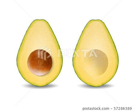Vector 3d Realistic Cut Half Avocado With Seed Stock Illustration