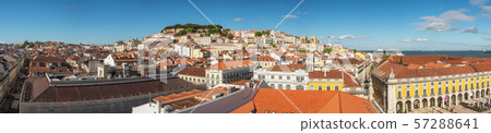 Lisbon Portugal aerial view panorama city skyline at Lisbon Baixa district Lisbon Portugal aerial view panorama city skyline at Lisbon Baixa district 57288641