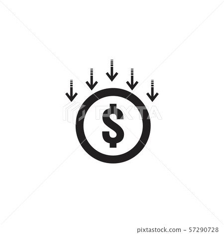 arrow decrease icon. dollar money fall down - Stock Illustration ...