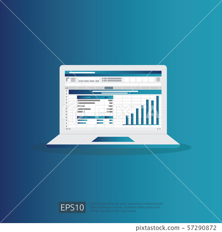 SEO data analytic, spreadsheet on screen. business 57290872