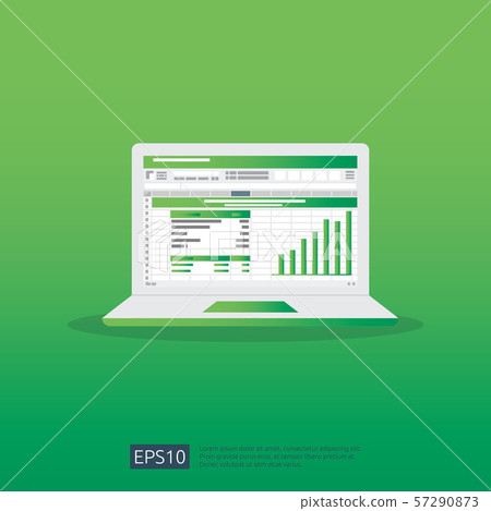 SEO data analytic, spreadsheet on screen. business 57290873