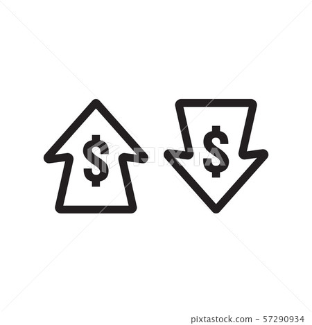 dollar increase decrease icon. Money symbol with - Stock Illustration ...