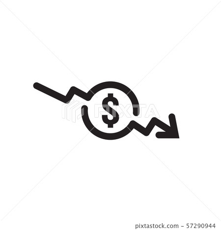 dollar arrow decrease icon. Money arrow symbol. - Stock Illustration ...