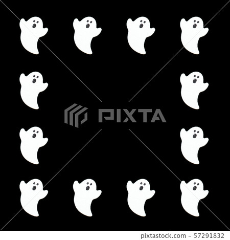 Copy space in the middle with white ghost on black background Copy space in the middle with white ghost on black background 57291832