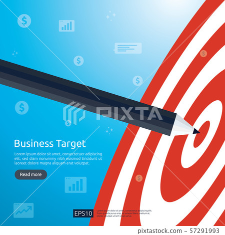 Pencil pointing to dartboard center goal. strategy Pencil pointing to dartboard center goal. strategy 57291993