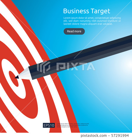 Pencil pointing to dartboard center goal. strategy Pencil pointing to dartboard center goal. strategy 57291994