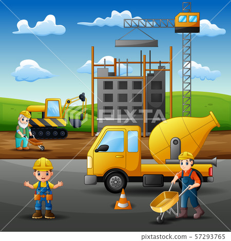 Men builders and construction equipment Men builders and construction equipment 57293765