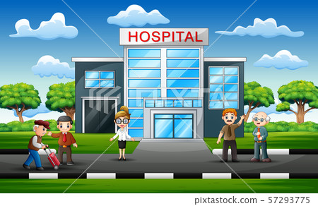 Medical Staff Team Concept In Front Of Hospital - Stock Illustration ...