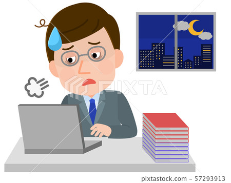 Overworked male office worker illustration Overworked male office worker illustration 57293913