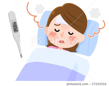 發燒冷的冷的婦女例證 57293916