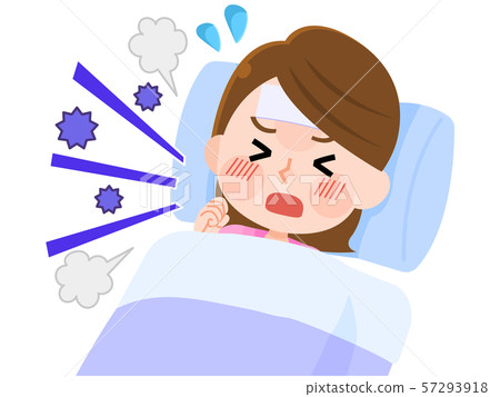 感冒，咳嗽，喉嚨痛，插圖 57293918