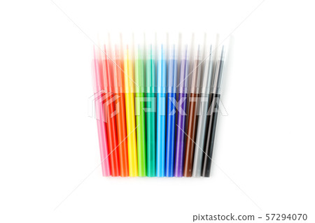 Multi-colored felt-tip pens, markers on a white 57294070